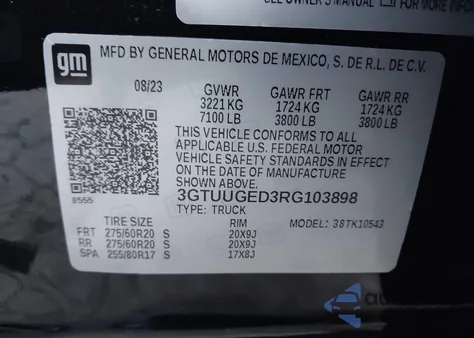 2024 GMC Sierra 1500 4Wd Short Box Denali z USA, uszkodzony, nr VIN 3GTUUGED3RG103898
